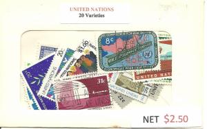 United Nations Mix, 20 All Different, Used**-