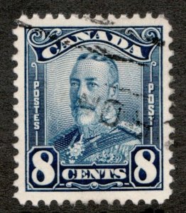 1928 Canada Sc #154 - KGV 8¢ Scroll Issue.  Used postage stamp VF Cv $12