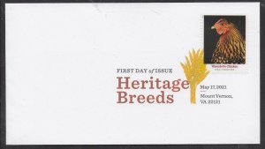 US 5584 Heritage Breeds Wyandotte Chicken DCP FDC 2021