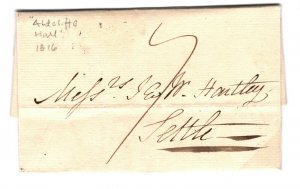 GB LANCS Cover Lancaster ALDCLIFFE HALL Letter Newby Property 1816 Settle ZA235