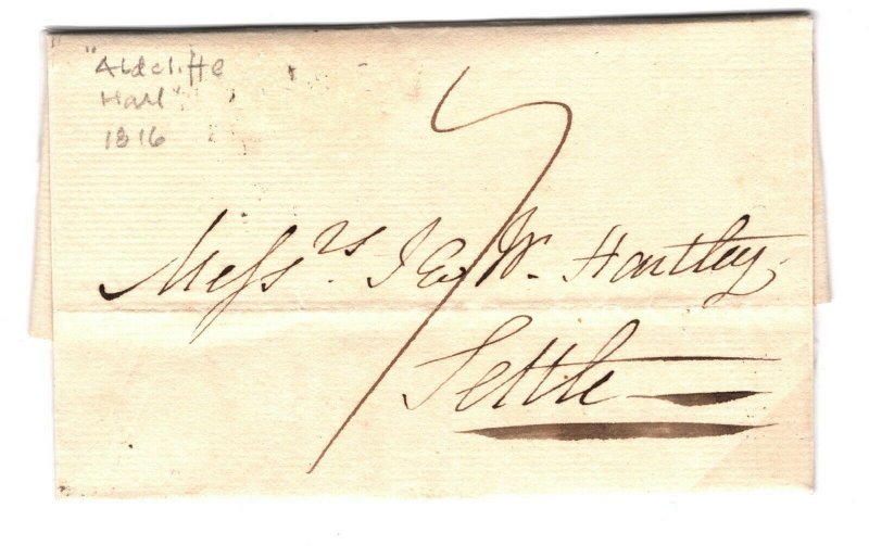 GB LANCS Cover Lancaster ALDCLIFFE HALL Letter Newby Property 1816 Settle ZA235