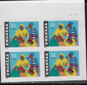US#3175  32c Kwanza plate block of 4 (MNH) CV $3.00