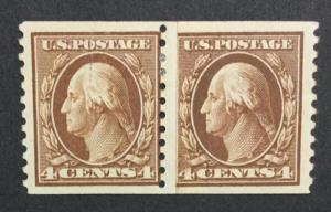 MOMEN: US #446 PASTE-UP COIL PAIR MINT OG H #24084