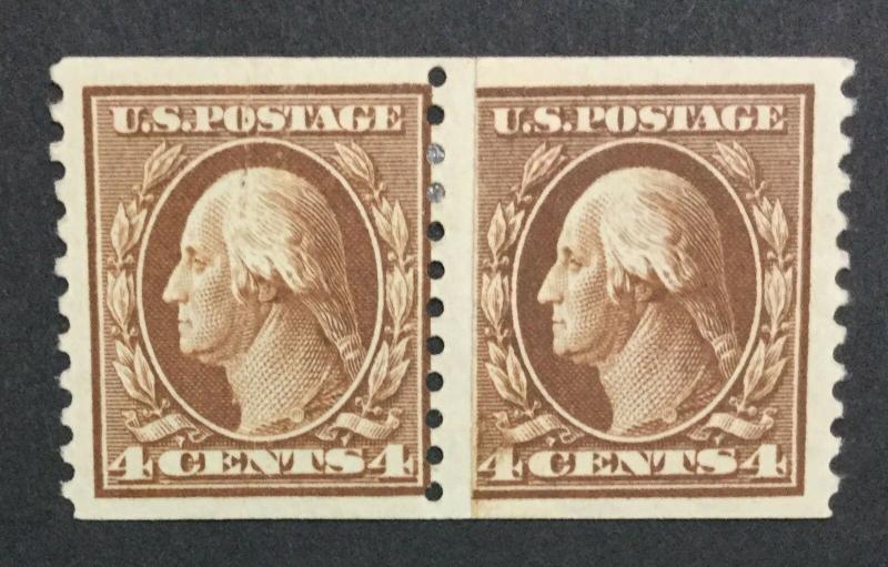 MOMEN: US #446 PASTE-UP COIL PAIR MINT OG H #24084