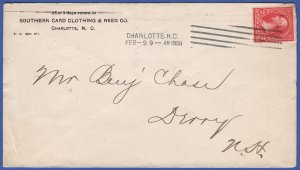 US 1900 2c 1st Bureau, Scarce Hampden CHARLOTTE, NC  Machine Cancel