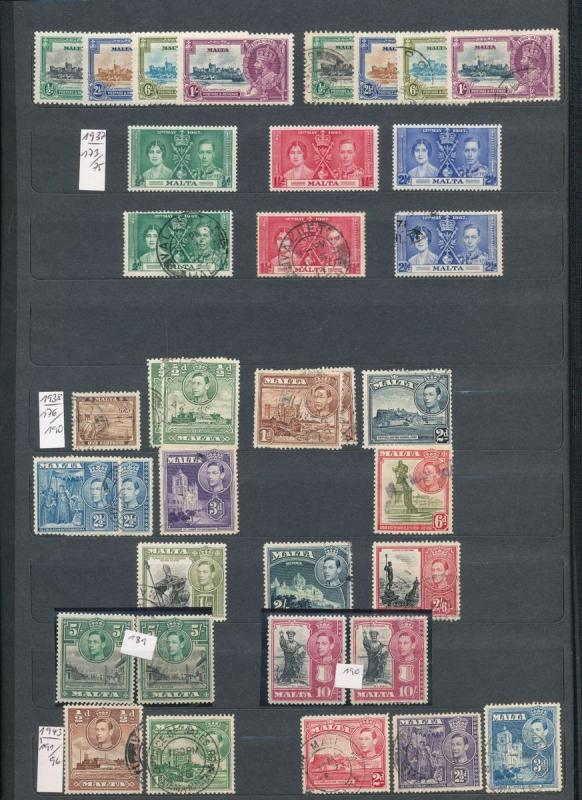 MALTA Good 1863/1972 M&U Collection (Appx 550+Stamps)ALB413