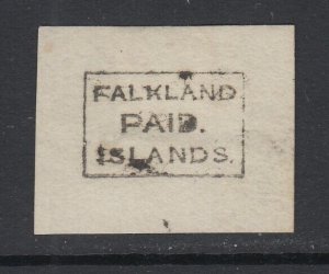 Falkland Islands, SG FR1, clear PAID strike on small piece