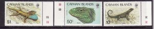 Cayman Is.-Sc#583-5- id2-unused NH set-Lizards-1987-