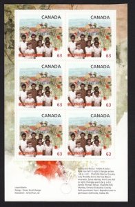 BLACK HISTORY MONTH AFRICVILLE, NS = FRONT BK PAGE OF 6 = MNH Canada 2014 #2702