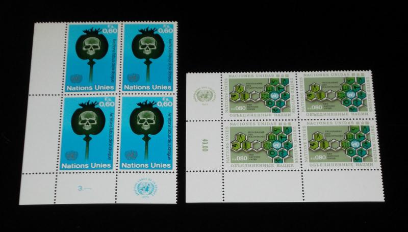 U.N,GENEVA #32-33, 1973, ISSUES. INSCRIPTION BLKS/4, NICE!! LQQK!!