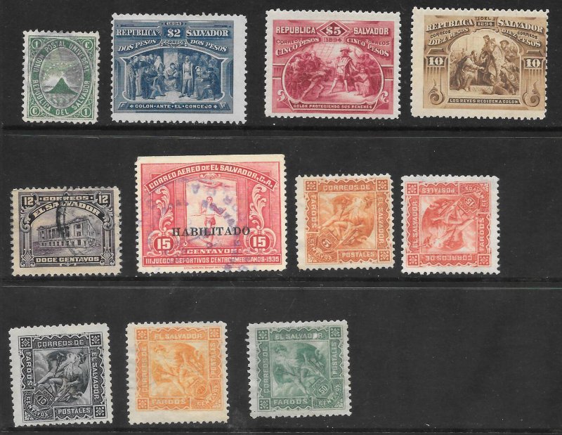 El Salvador Lot of 11 Different Mint & Used stamps 2017 CV $8.95