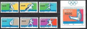 MEXICO Scott 1351-57 MNH** 1984 LA Olympic set and minisheet