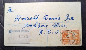 1940 Registered British Guiana Cover to Jockson MS USA