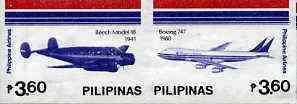 Philippines 1986 45th Airline Anniversary imperf se-tenan...