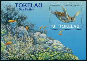 Tokelau 221, MNH. Michel 227 Bl.6. Sea Turtles 1995: Loggerhead turtle.