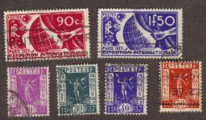 France #315-20 used 1937 Expo cpl set