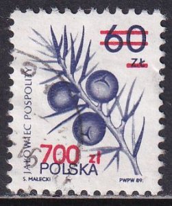 Poland 1990 Sc 2970 Vermillion Surcharged on 60zt Stamp Used