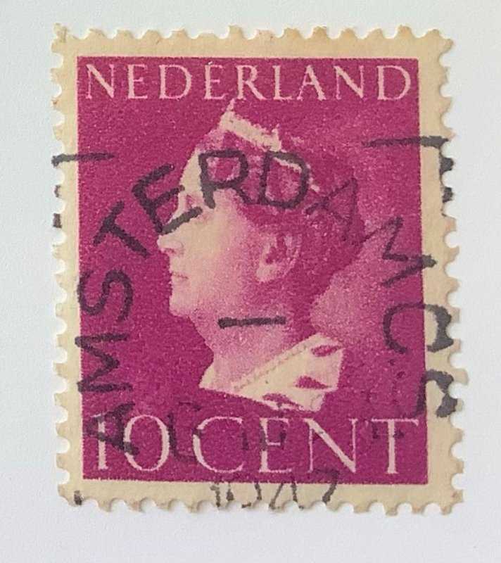 Netherlands 1940 Scott 218 used - 10c,  Queen Wilhelmina