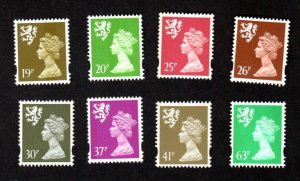 SCOTLAND GREAT BRITAIN 8 DIFF MNH QEII MACHIN STAMPS SCOTT # SMH63 - 70