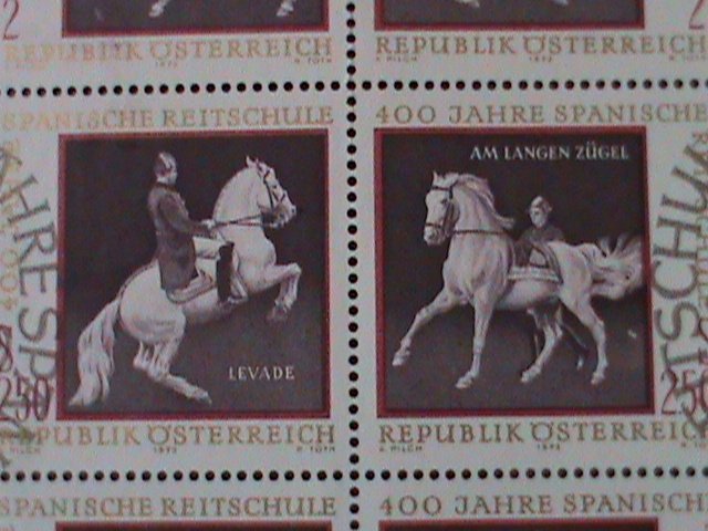 AUSTRIA-1972 SPENISH RIDING SCHOOL 400TH ANNIVERSARY CTO FANCY CANCEL SHEET-VF