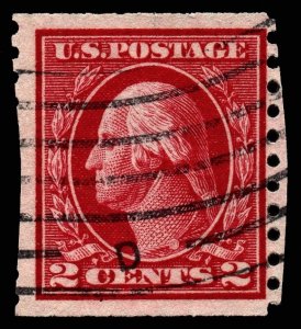 U.S. Scott #444: 1914 2¢ George Washington Vert. Coil, Used, F