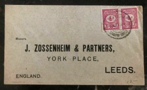 1913 Constantinople Turkey Commercial Cover To Leeds England