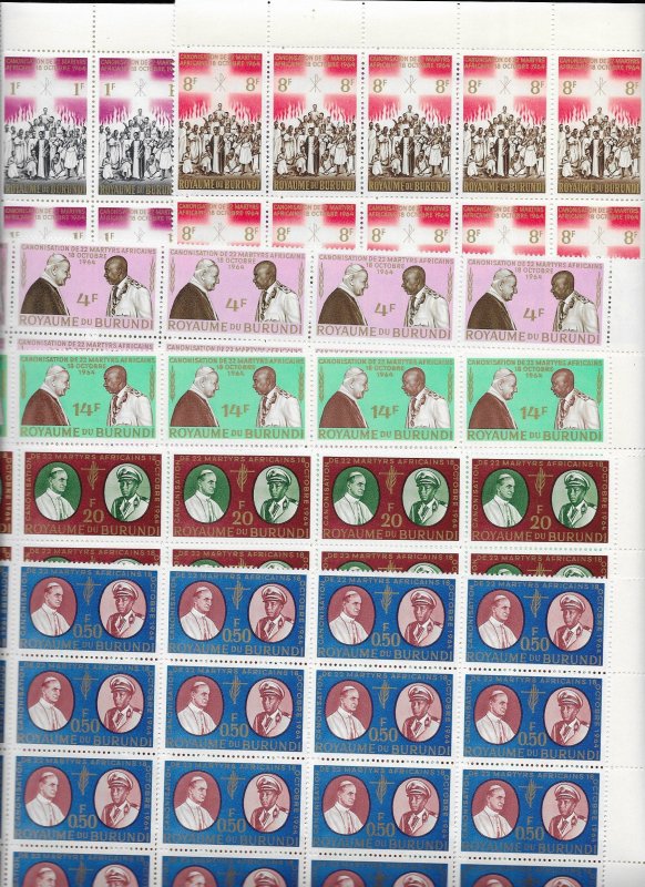 Burundi 95-100 MNH complete set X 25 sets, vf. 2022 CV $63.75