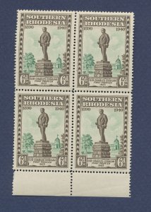 SOUTHERN RHODESIA - Scott 62 - MNH block of four - Sir Charles Cochlan  - 1940