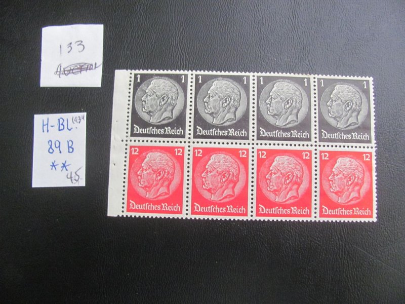 GERMANY 1934 MNH  MI. 29B  BOOKLET PANE 45 EUROS (133) SEE MY STORE