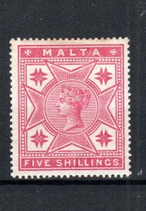Malta 1886 5s Queen Victoria SG 30 MH