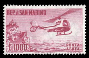 San Marino #C117 Cat$52.50, 1961 1000L carmine, never hinged