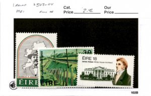 Ireland, Postage Stamp, #502-504 Mint NH, 1981 James Hoban, Architect (AB)