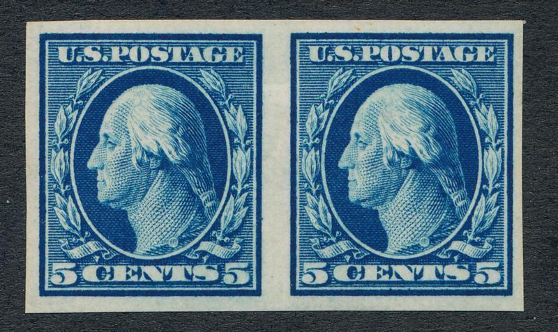 UNITED STATES 347 MINT LH, VF, 5c WASHINGTON IMPERF PAIR