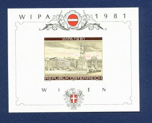 AUSTRIA - sc B345 - FVF MNH S/S SCARCE IMPERF - WIPA Philatelic Exhibition 1981