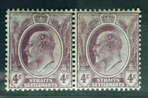 Malaya 1906-12 Straits Settlements KEVII 4c Pair MNH MCCA SG#156 M3719