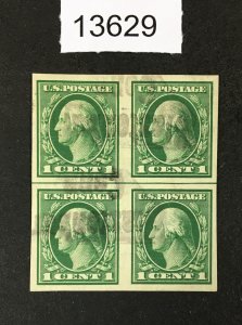 MOMEN: US STAMPS # 408 USED BLOCK LOT #13629