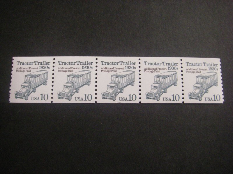 Scott 2458, 10c Tractor Trailer, PNC5 #22, low #, MNH Transportation Beauty