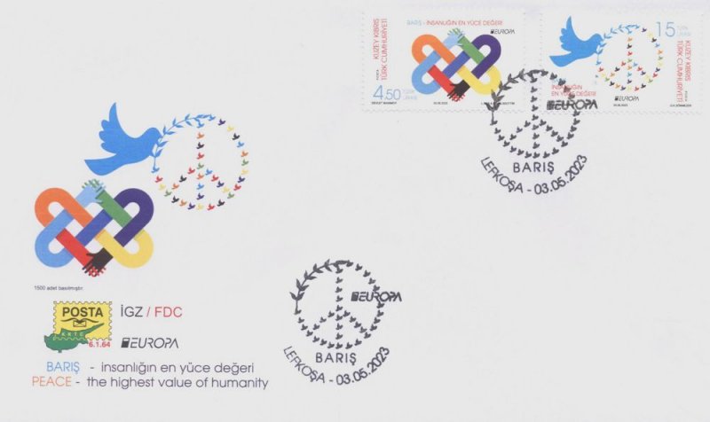 2023 - TURKISH CYPRUS - EUROPA -THE HIGHEST VALUE OF HUMANITY - UMM FDC