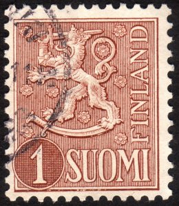 1955, Finland 1Mk, Coat of Arms, Used, Sc 312