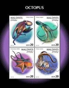 MALDIVES - 2018 - Octopus - Perf 4v Sheet - MNH