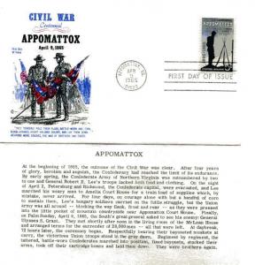 1182 Appomattox, Cover Craft Cachets, CCC, with insert, FDC