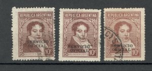 ARGENTINA -3 USED STAMPS - OVERPRINT SERVICIO OFICIAL - C. 10 - 1938..