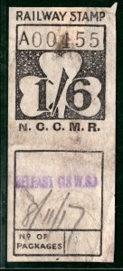 GB NORTHERN IRELAND *NCCMR* RAILWAY Parcel Stamp 1s/6d Used BELFAST 1917 YOW116