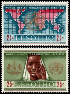 ✔️ LESOTHO 1968 - 20th ANNIVERSARY YEARS WHO - SC.  45/46 MNH ** [5CW7]