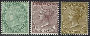 BERMUDA 1883 QV ½D 2D AND 1/-