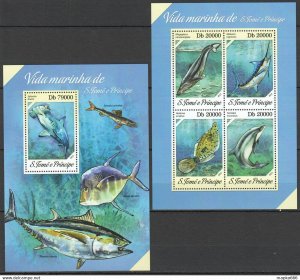 2013 S. Tome & Principe Fishes Fauna Marine Life Kb+Bl ** Stamps St1713
