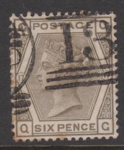 Great Britain 1880 QV 6d Gray Sideface Sc#76 Plate 12  Very FineUsed