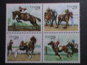 ​UNITED STATES-1993-SC#2756-9  SPORTING HORSES -MNH BLOCK VERY FINE