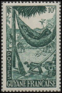 French Guiana 192 - Mint-H - 10c Woman in Hammock (1947)