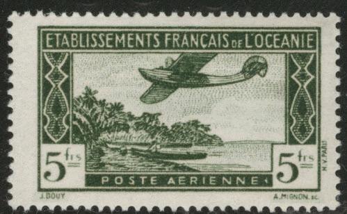 FRENCH POLYNESIA Scott C1A Vichiy Arimail stamp 1944 MNH**